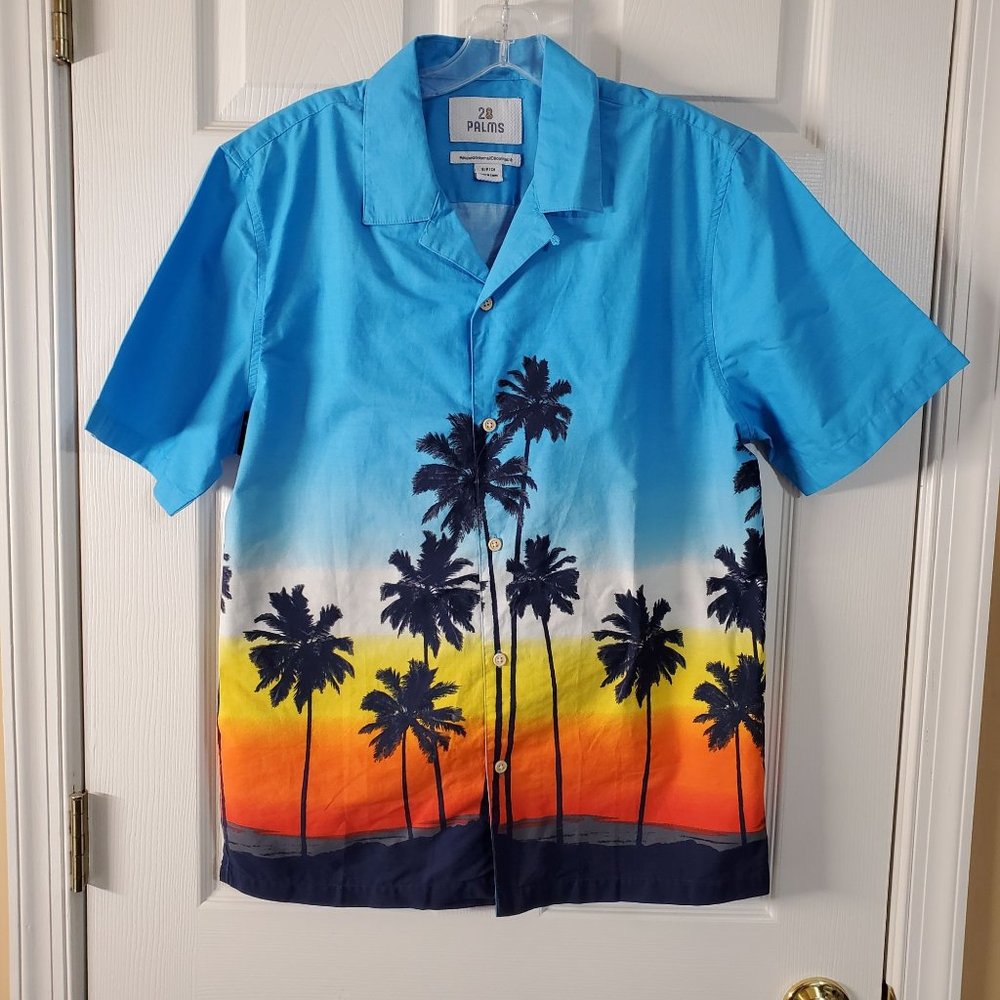 28 Palms Relaxed Fit Small Hawaiian Short Sleeve Button Down Cotton Shirt